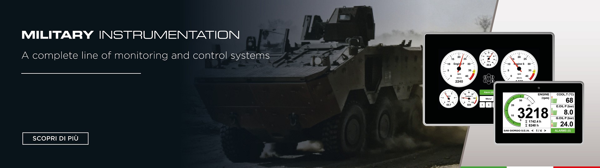 sensori, strumenti e sistemi di automazione per uso navale, industriale e militare
